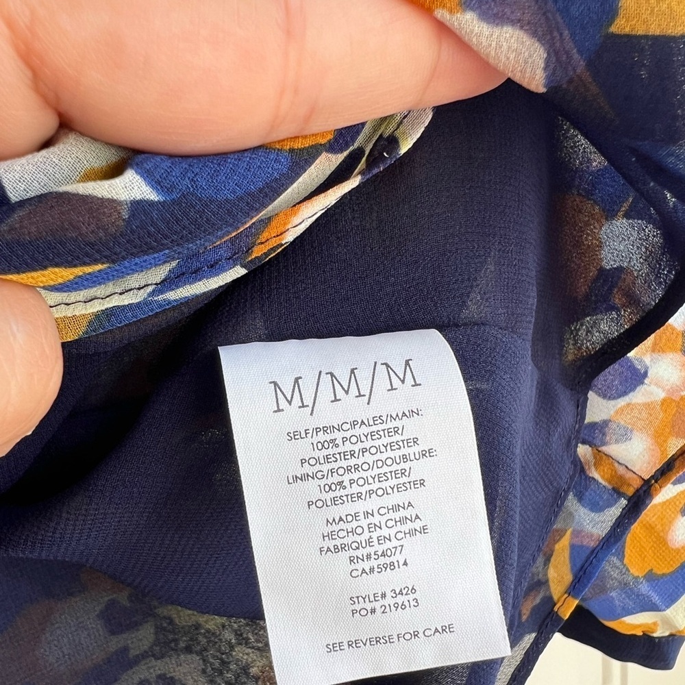Cabi Lydia Blue and Yellow Floral Print Blouse, size M - Picture 6 of 7